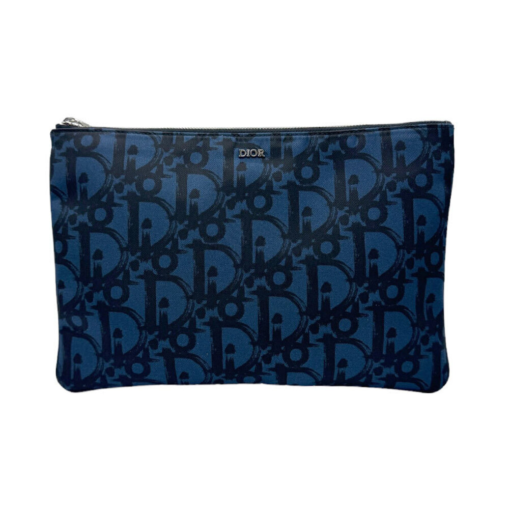 Dior clutch bag oblique Navy Blue